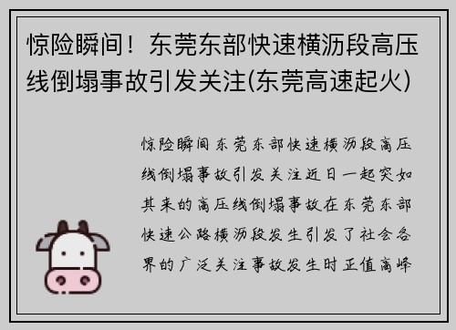 惊险瞬间！东莞东部快速横沥段高压线倒塌事故引发关注(东莞高速起火)